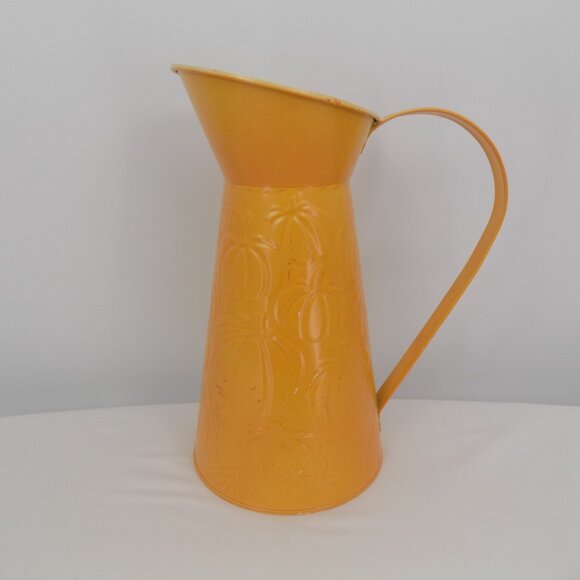 Ashland Other - Ashland Heirloom Harvest Fall Galvanized Yellow Embossed Pumpkin Pitcher New